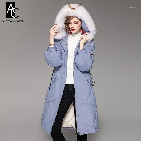 

autumn winter woman outwear white duck down fill coat with fur hood pockets embroidery sleeve black blue winter coat1