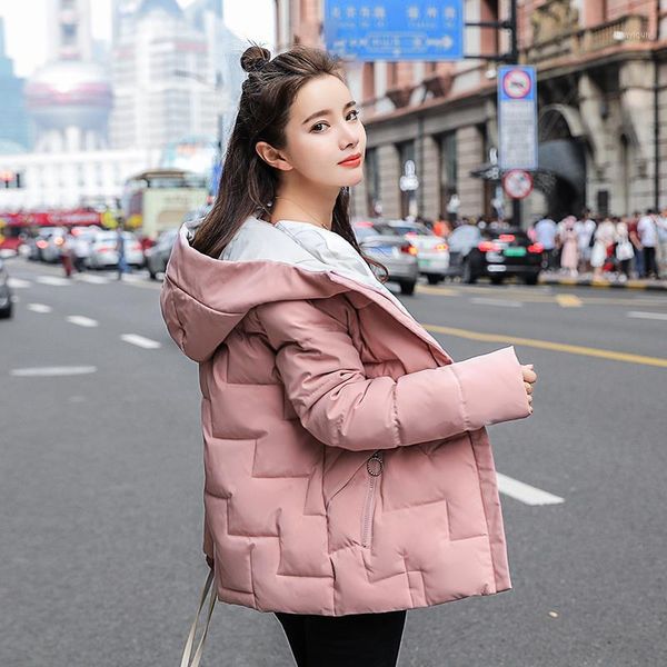 

korean women winter jacket women coat hooded thick warm parkas outerwear pink jacket plus size xxl female coat puffer1, Tan;black