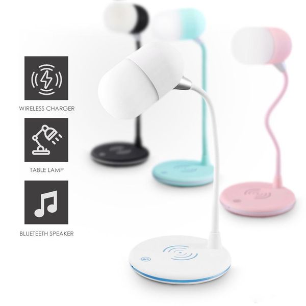 

wireless charger bluetooth speaker 3 in 1 with flexible led desk lamp usb charging smart touch dimmer lighting phone chargers