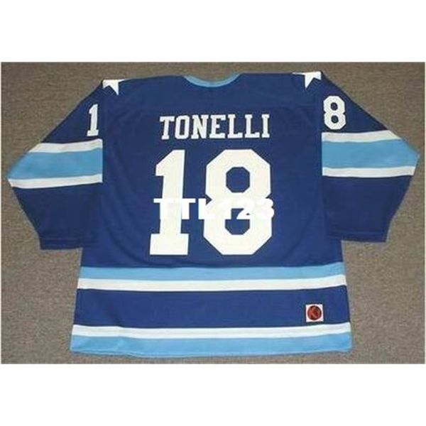 740 # 18 John Tonelli Houston Eros 1976 WHA Home Hockey Jersey ou Personalizado Qualquer nome ou Número Retro Jersey