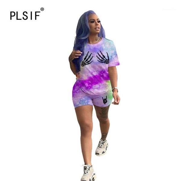 

women's tracksuits o neck gradient color women set short sleeve 2 pieces and shorts suit lady casual sporty outfits1, Gray