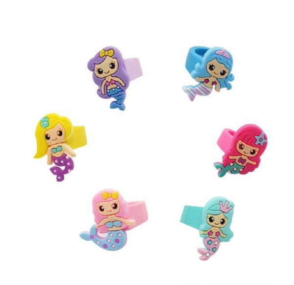 

new fashion cute mermaid pvc rings kids soft silicone finger rings gifts accessory jewelry ing, Golden;silver