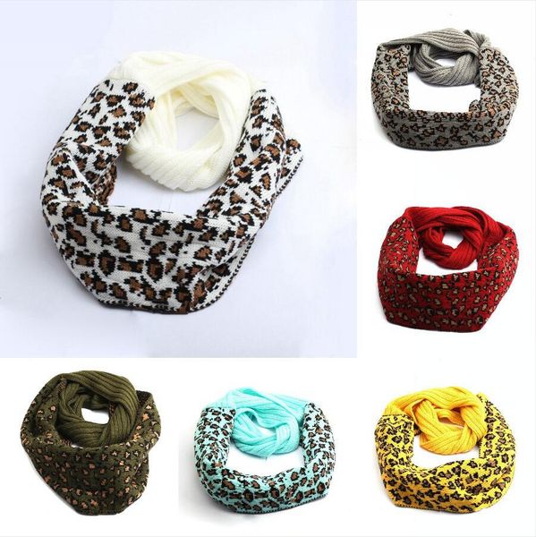 

new fashion leopard printed knitted scarf 9 colors winter warm scarves woman outdoor soft knitted neck scarves dda610, Blue;gray