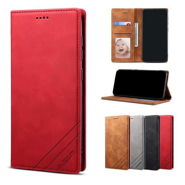 

for samsung galaxy s10 plus gussim gs-001 business style horizontal flip skin feel pu leather case with holder card slots wallet p f