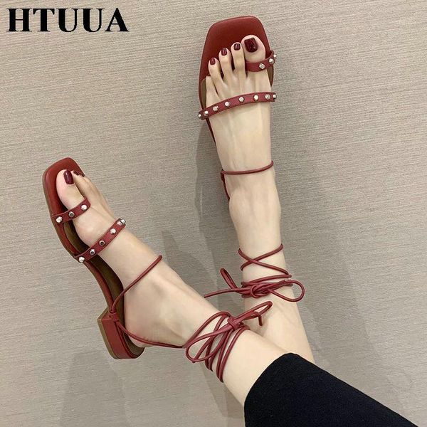 

htuua 2020 new women sandals summer shoes woman ankle strap gladiator sandals casual beach sandalias mujer sx41161, Black