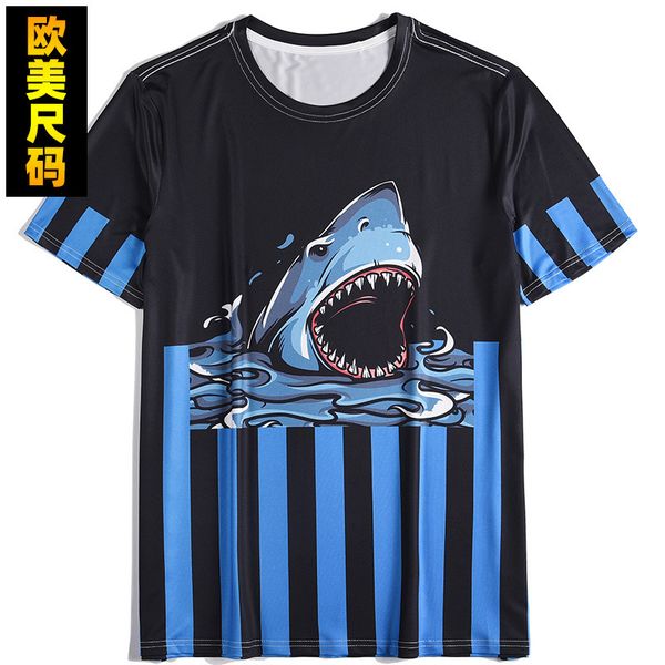 

3d digital printing short sleeve shark swimming t-shirt men's top, White;black