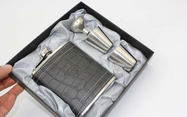 

50sets/lot 6oz black leather hip flask stainless steel whiske jllpxz xmhyard