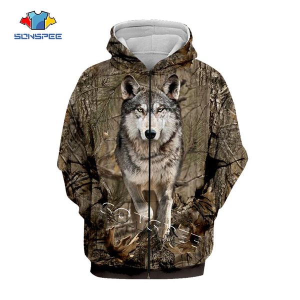 

sonspee fashion hip hop men casual long sleeve sweatshirt zip hoodies hunting game hoodie wolf 3d harajuku men hoody shirts 1019, Black