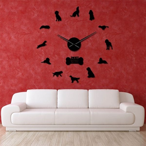 Inglês springer spaniel raça diy animal cães animais de estimação arte parede decoração relógio relógio moderno novidade presente para dono de cachorro 201212