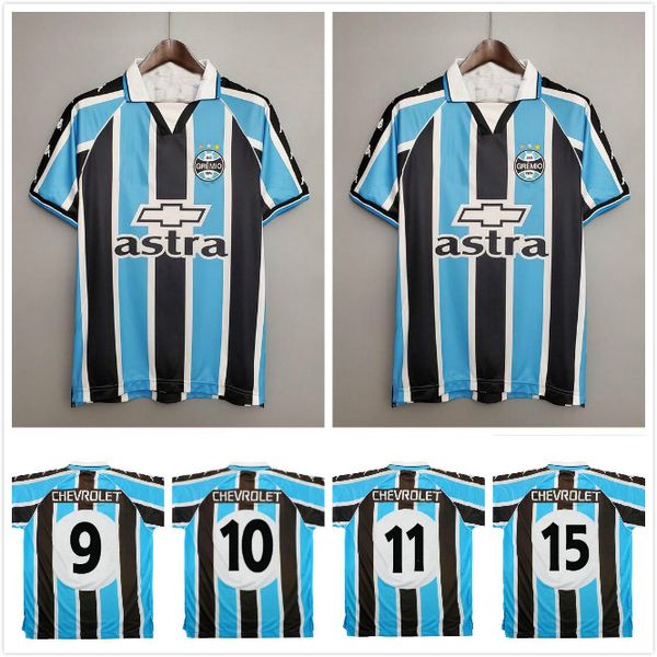 

2000 2001 retro gremio soccer jerseys custom any name number vintage 00 01 gremio home blue white football shirt camisetas de futbol, Black;yellow