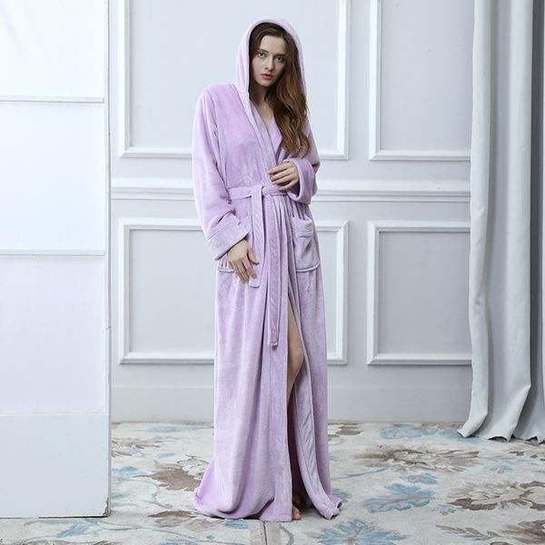 

2021 new plus lovers bathrobe winter extra long knitted waffle flannel coral fleece bath robe thicken nightgown home wear aqqt, Black;red