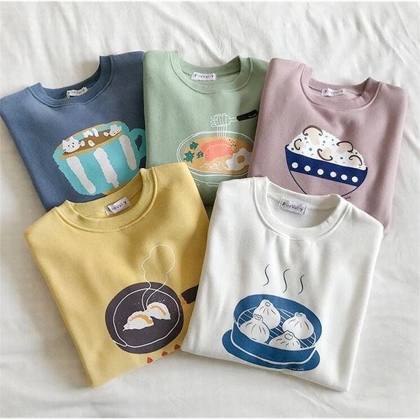 

autumn winter women long sleeve cartoon print thick sweatshirt y200610, Black