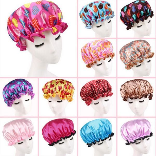 

shower caps 1pcs cute printing elastic for ladies girl hat hair bath spa salon women waterproof cap1
