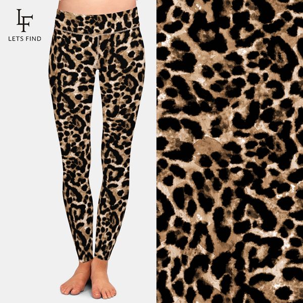 

letsfind women leggings fashion leopard grain printing legging silm high waist stretch trouser pants plus size 201203, Black