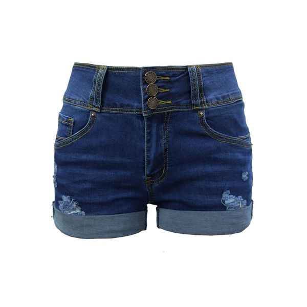 

2020 spring u.s. holed flannel denim shorts pants, Blue