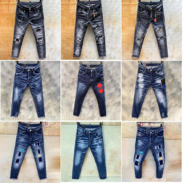 

men's jeans mens jeans rips stretch black denim jean italy fashion slim fit washed motocycle pants panelled hip hop trousers, Blue