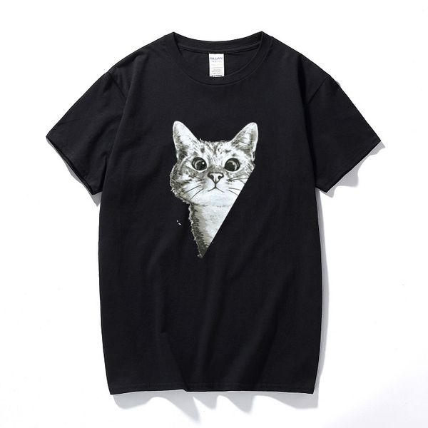 

2018 new arrivals sneaky cat cute cat printed short sleeve casual basic cool s sport hooded sweatshirt hoodie men t shirt