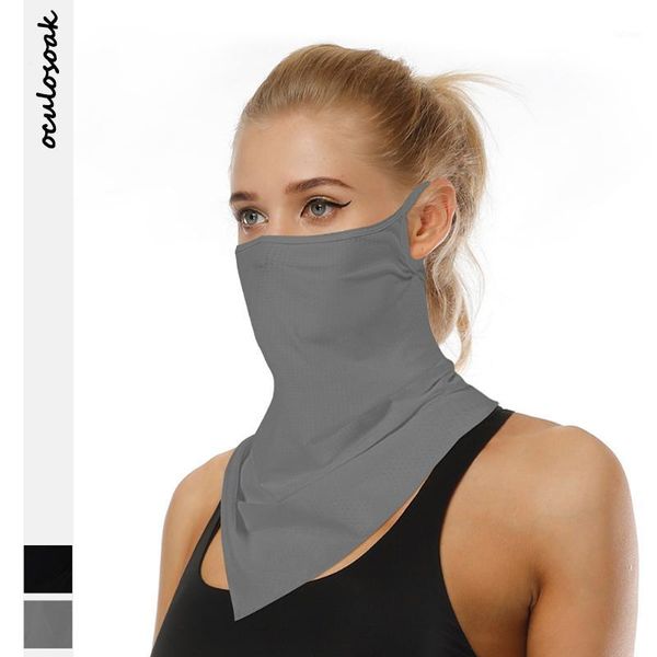 

new product solid color outdoor sports riding sunscreen insect repellent multifunctional hanging ear scarf1, Black;gray