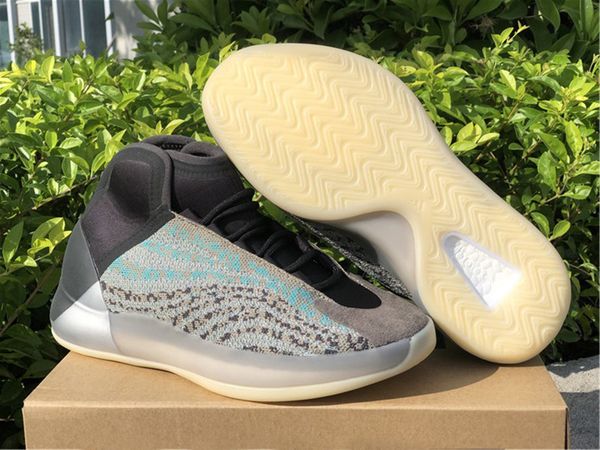 

release authentic qntm teal blue 3m reflective kanye west mens basketball shoes sneakers sports with original box us 4-12.5