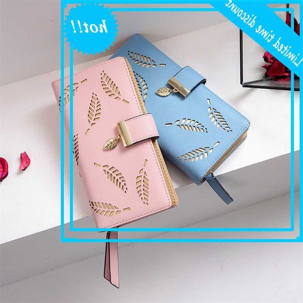

2021 wallet brand sheets hollow soft pu leather link women portfolio designer coin card purse, Red;black