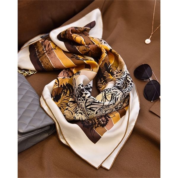 

fabulous print 100% scarf hijab head scarves women fashion silk shawl foulard square 35" y201024, Blue;gray
