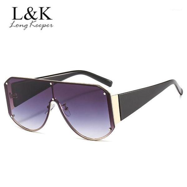 

2020 New Fashion Sunglasses Men Women Vintage Brand Design Oversized Gradient Sun Glasses For Female Square One Piece Eyewear1, White;black
