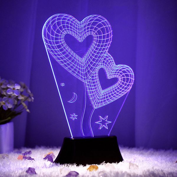 

2021 new 3d bubble nigth light 7 colors changed love you heart night iv41