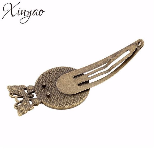 

10pcs inner size 24mm antique bronze/silver blank butterfly hairpins tray hair clip base round cabochon cameo settin jllqyu