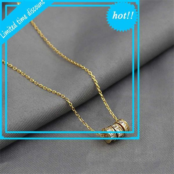 

versatile fashion round three ring diamond pendant design sense jewelry girl necklace accessories, Golden;silver