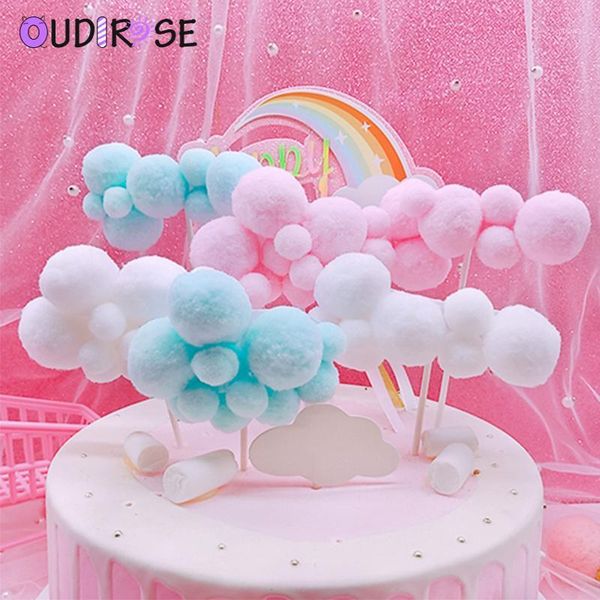 

other festive & party supplies oudirose 1pc pink blue pompom cloud cake er baby shower girl birthday diy flag decoration festival su