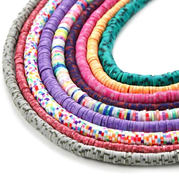 

6mm flat round polymer clay beads chip disk loose spacer handmade beads for diy jewelry making bracelet finding mix sqcrov