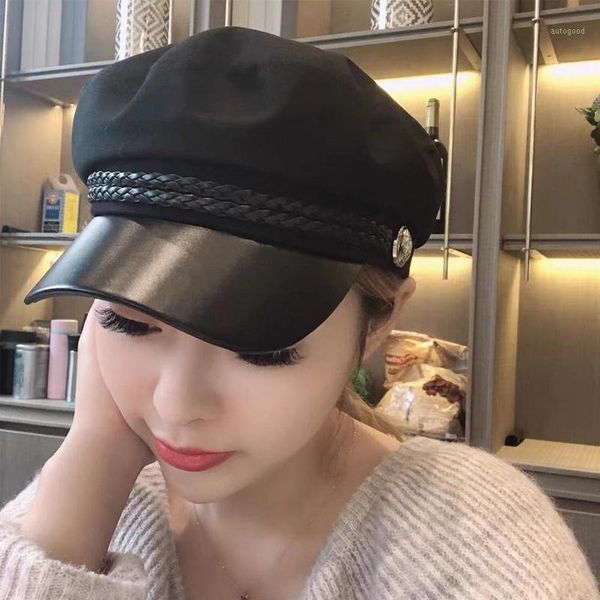 

berets autumn winter chain wool for women female flat army cap salior hat black girl ladies travel painters cap1, Blue;gray