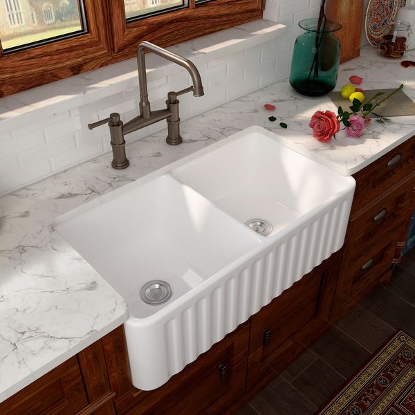 

europen nordic style rectangular ceramic double basin kitchen sink basin single kitchen sink with basket strainer c0121