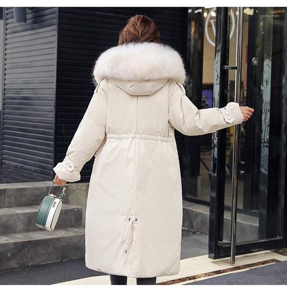 

2020 winter fashion korean down coat fur collar thick black hood large size women winter warm puffer down jacket1