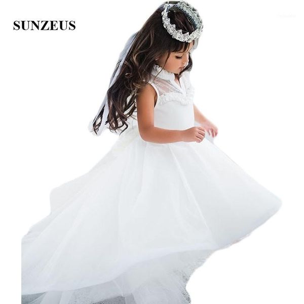 

girl's dresses white ball gown princess flower girls high neck low first communion lace beaded vestido daminha sf531, Red;yellow