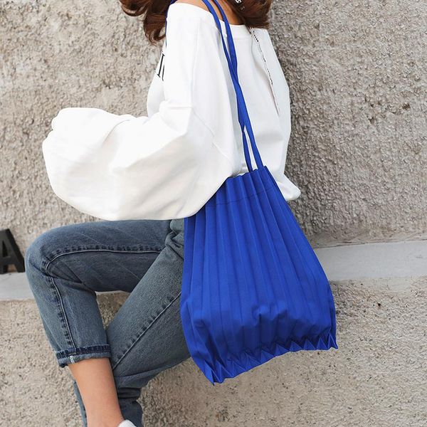 

japanese style women handbag pleats wrinkle bag causual shoulder bag light fashion shopping tote canvas female