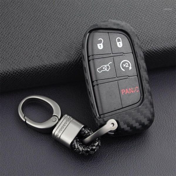 

for dodge chrysler carbon fiber key fob chain accessories cover case ring1, Silver