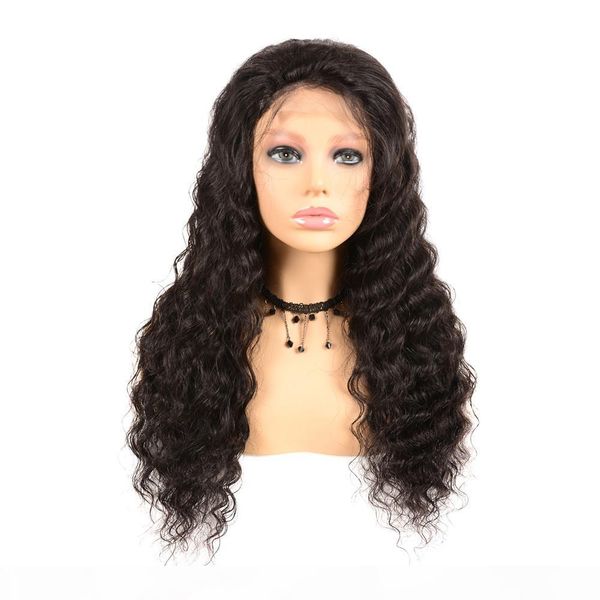 

4*4 lace wig brazilian human hair loose deep hairstyle pre plucked 150% density natural black color, Black;brown