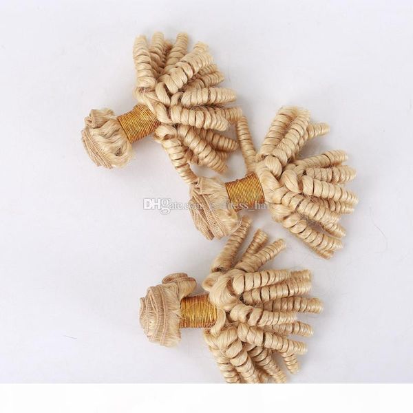 

brazilian aunty funmi blonde human hair bundles 3pcs virgin brazilian 613 platinum blonde funmi hair weave romance curls hair extensions, Black