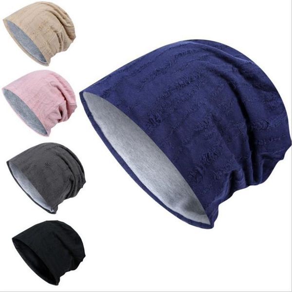 

ladies 2020 new autumn winter hat knit beanie warm folds solid color male trendy wind-proof outdoor hat men simple fashion