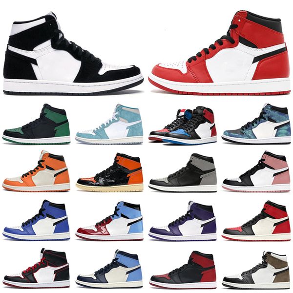 

new basketball shoes 1s sneakers jumpman 1 high og chiacago bred toe bloodline banned royal mid smoke grey mens women sports shoe, White;red