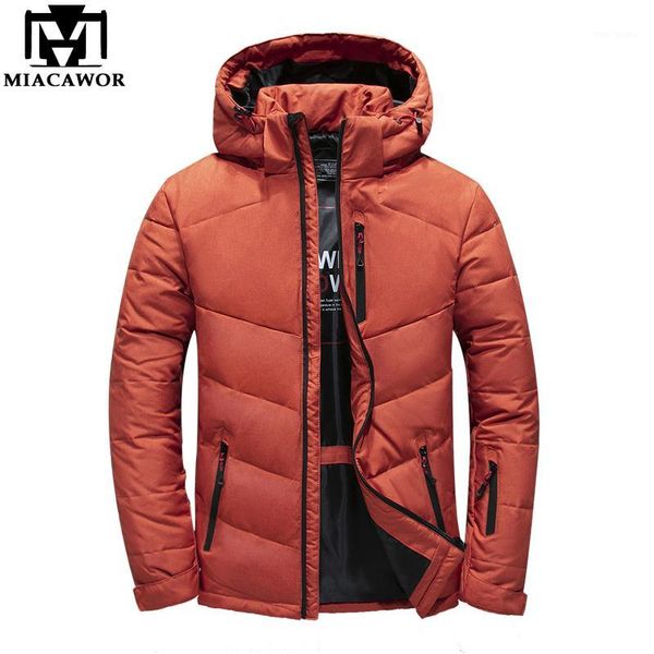 

miacawor new brand down jacket men warm winter jacket hooded duck down coat casual men parkas windbreaker outerwear j6371, Black