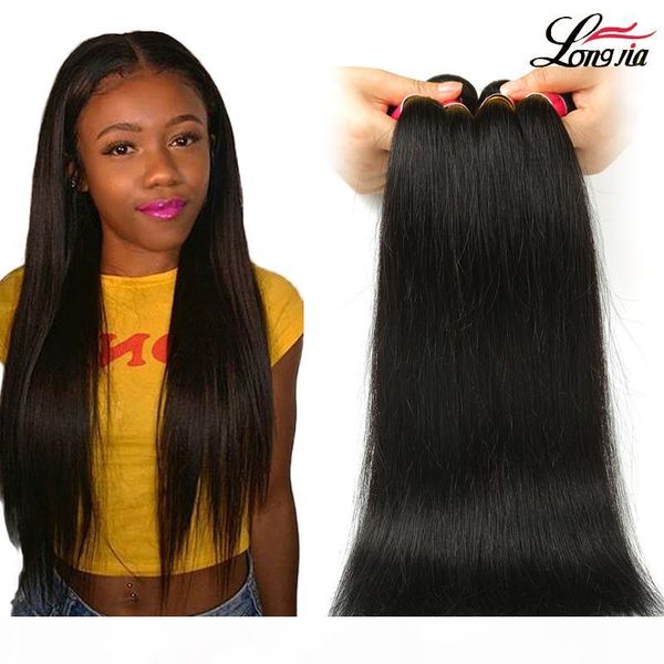 

brazilian virgin hair straight 3 4 bundles 100% unprocessed straight human hair extension peruvian malaysian indian human hair weaving, Black