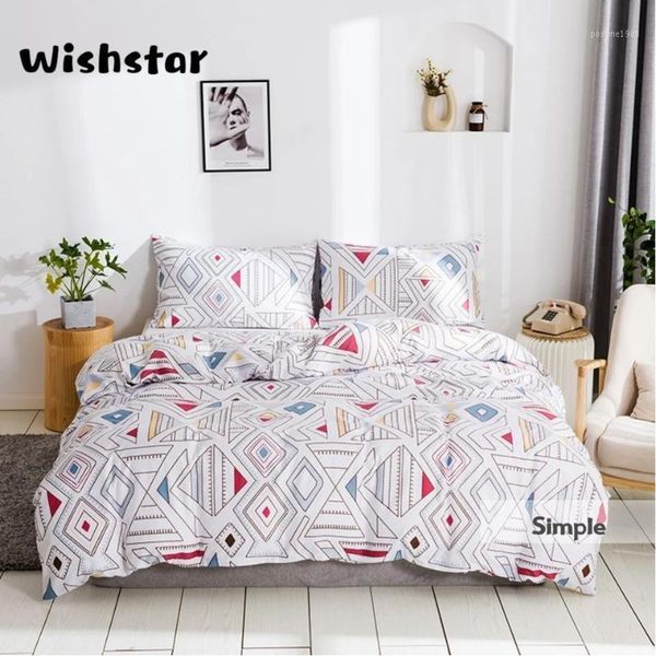 

colorful geometric printed white duvet cover pillowcase 3 pcs  king single double bed linen set nordic bedding set simple1