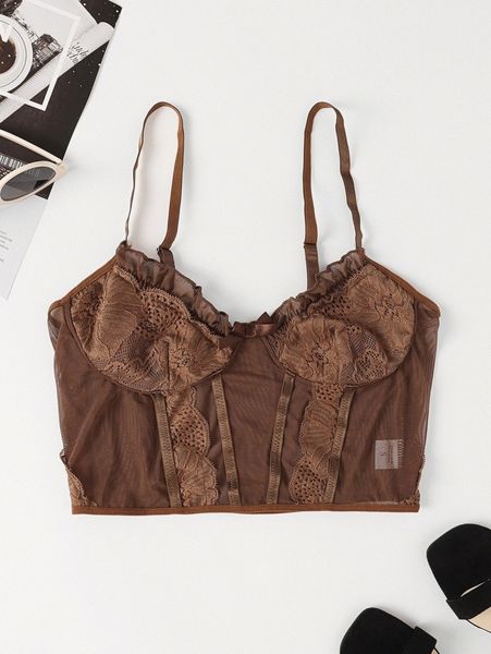 

solid crop mesh cami 15oo#, White