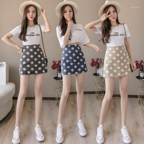 

2020 little daisy denim women tutu jeans vintage autumn summer skirt temperament hip skirt high waist slim a- line dress1, Black