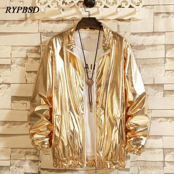 

men's jackets mens windbreaker autumn fashion shiny gold silver nightclub stage singer costume streetwear harajuku hip hop jacket men, Black;brown
