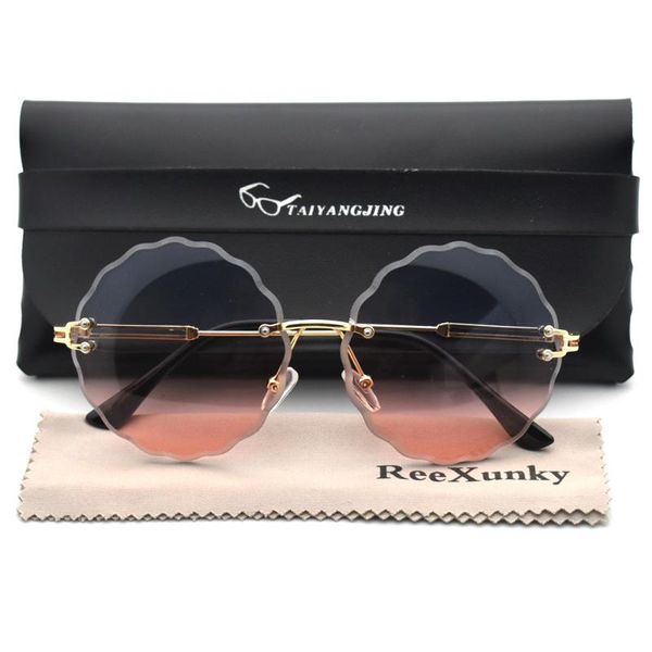 

2020 flower round sunglasses women rimless frame sun glasses ladies shades trending outdoor rosie eyewear uv400, White;black