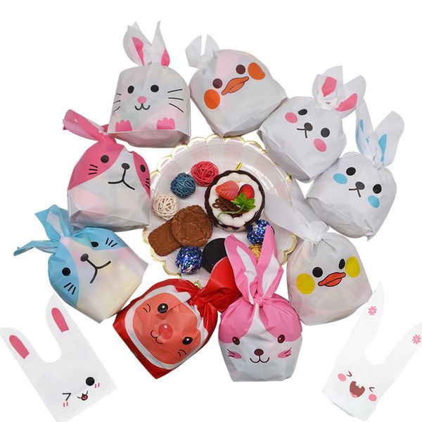 

25pcs/lot cartoon cute rabbit long ear wedding birthday favor candy gift bags bunny cookie snack biscuit packaging bag supplies q1218