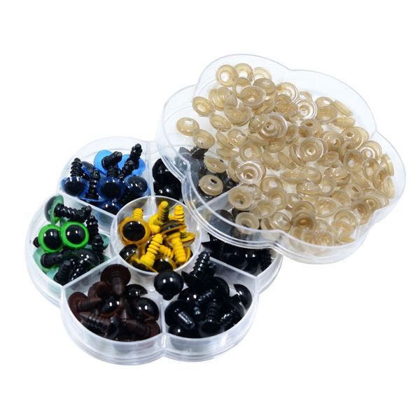 

70x plastic 5 colors safety eyes doll eyes washers for diy toys w/box 8mm